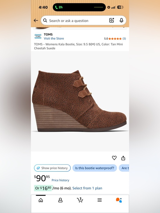 Toms Shoes - NWT TOMS Tan Cheetah Suede Wedge Ortholite Ankle Booties 7.5 InBox